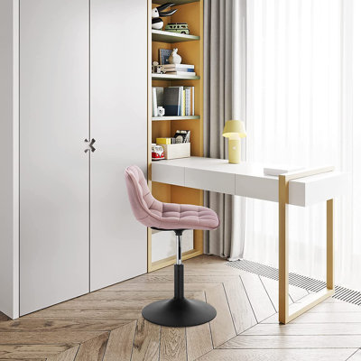 Suncrest Swivel Upholstered Velvet Adjustable Height Bar Stool with Steel Frame