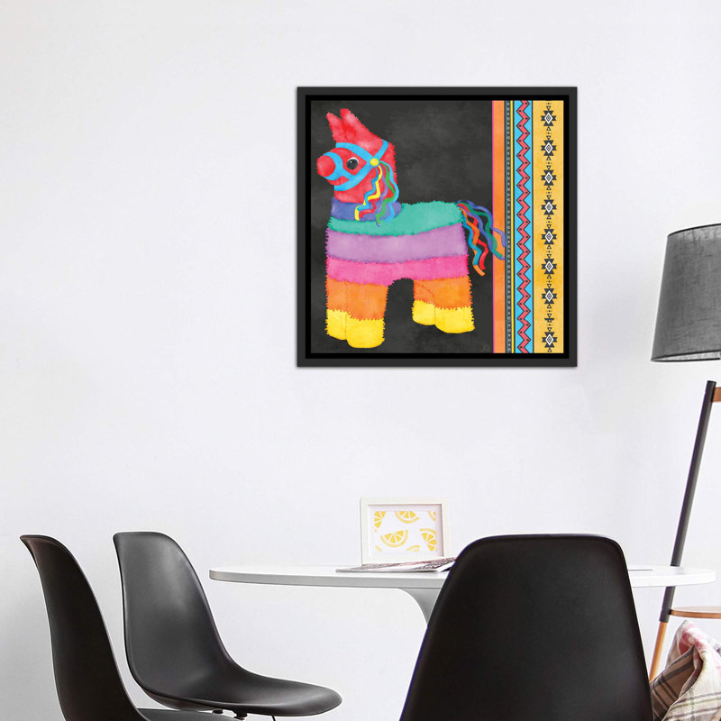 Décoration murale Pi Piata Party I Kids, H 37 po x l 37 po x P 1,5 po, Toile avec cadre noir patiné