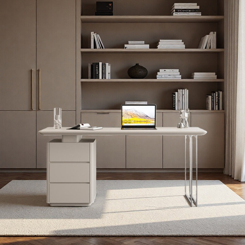 Bureau simple pour bureau avec tiroirs de rangement, Champagne, H 29,53 po x l 55,12 po x P 23,62 po