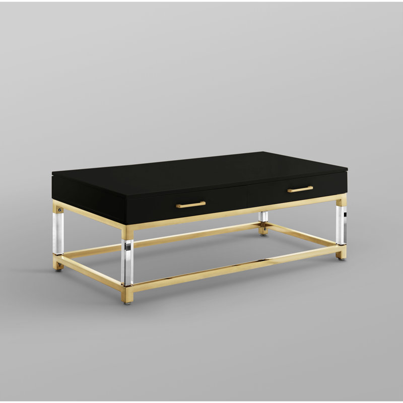 Table basse avec rangement Ungar, Noir, Doré