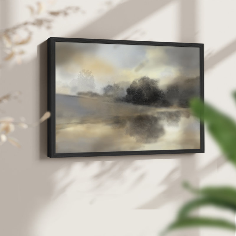Misty Pond -Framed Print - Restickable, Noir, noir, noir, noir, H 22 po x l 28 po