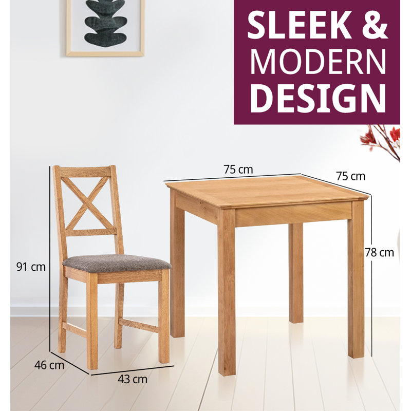2 - Person Solid Oak Dining Set, Grey