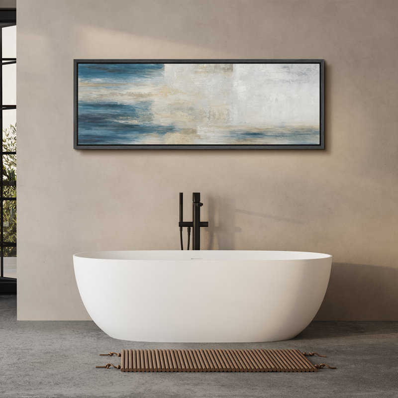 Grande impression sur toile encadrée, reproduction abstraite neutre pour décoration intérieure moderne, H 20 po x l 60 po