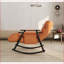 Chaise berçante, dossier pliable réglable à haut dossier et amp; Repose-pieds avec structure en fer massif | Orange | Velours-1199140318