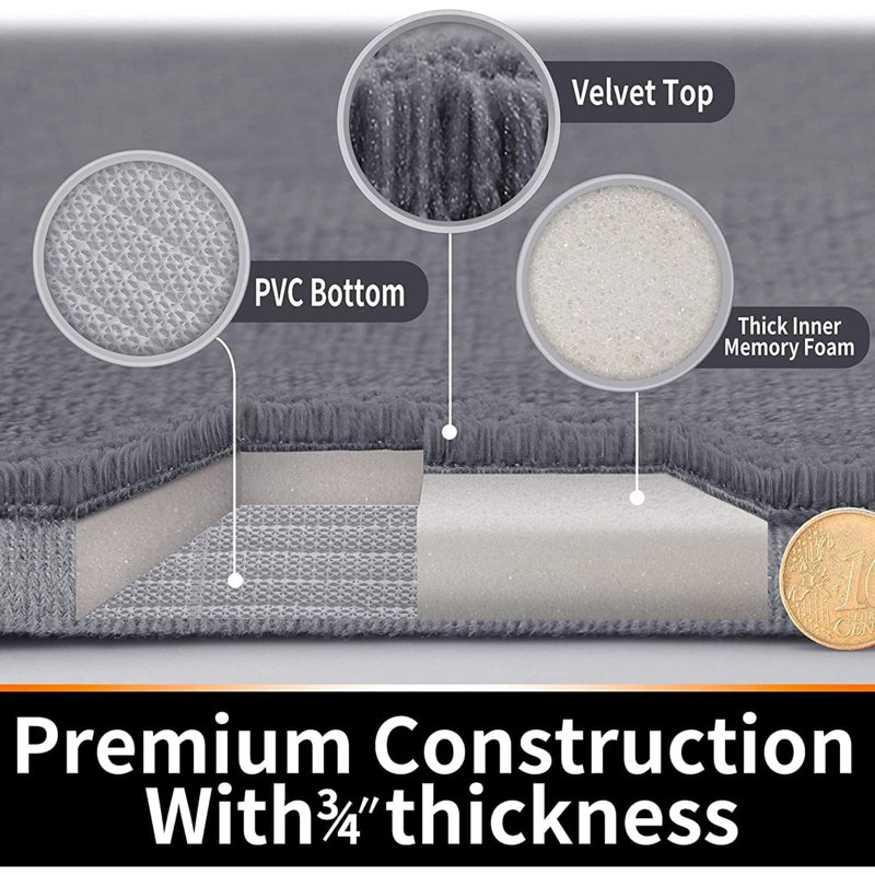 Tapis pour salle de bain Cassondra, Gris