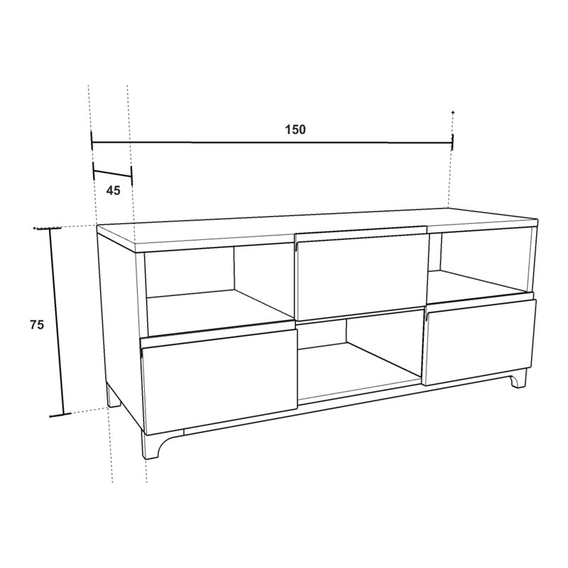 Muskota Solid Wood 150cm W 3 - Drawer Chest of Drawers, Oak Brown