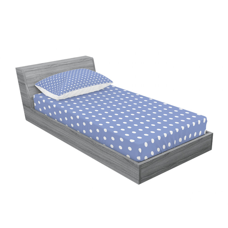 Microfiber Polka Dots Sheet Set, Twin Sheet Set with Fitted Sheet