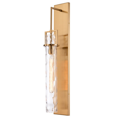 31.5 inches  Jayden Wall Sconce  in  Lacquered Gold  with  slender water glass