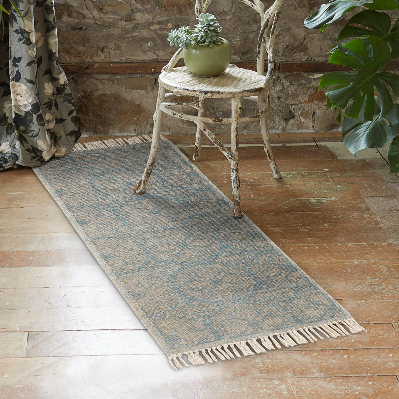 Tapis bohème touffeté à la main avec pampilles, Rectangle 3 pi x 5 pi