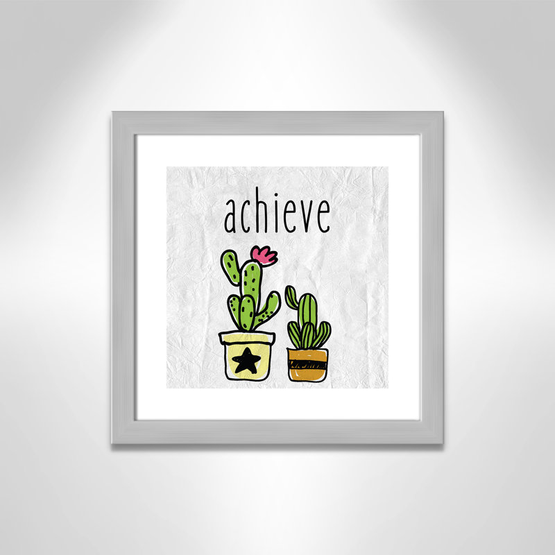 Impression sur papier Cacti C, Encadré plat argent, H 16 po x l 16 po x P 0,6 po