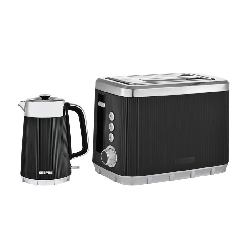 GEEPAS Arcus 1.7L Electric Kettle & 2 Slice Toaster Kitchen Combo Set | 3000W Rapid Boil Cordless Jug Kettle | Auto Shut-Off 360° | 930W Bread Toaster 7 Browning Levels Cancel Defrost Reheat