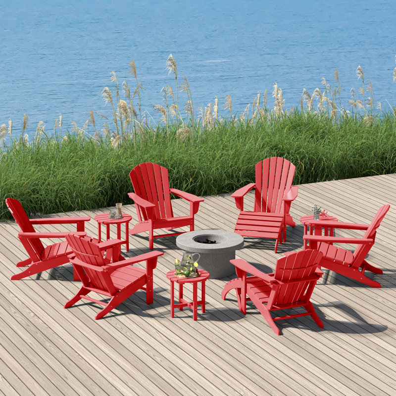 Altura Foldable Outdoor Adirondack Set, Red