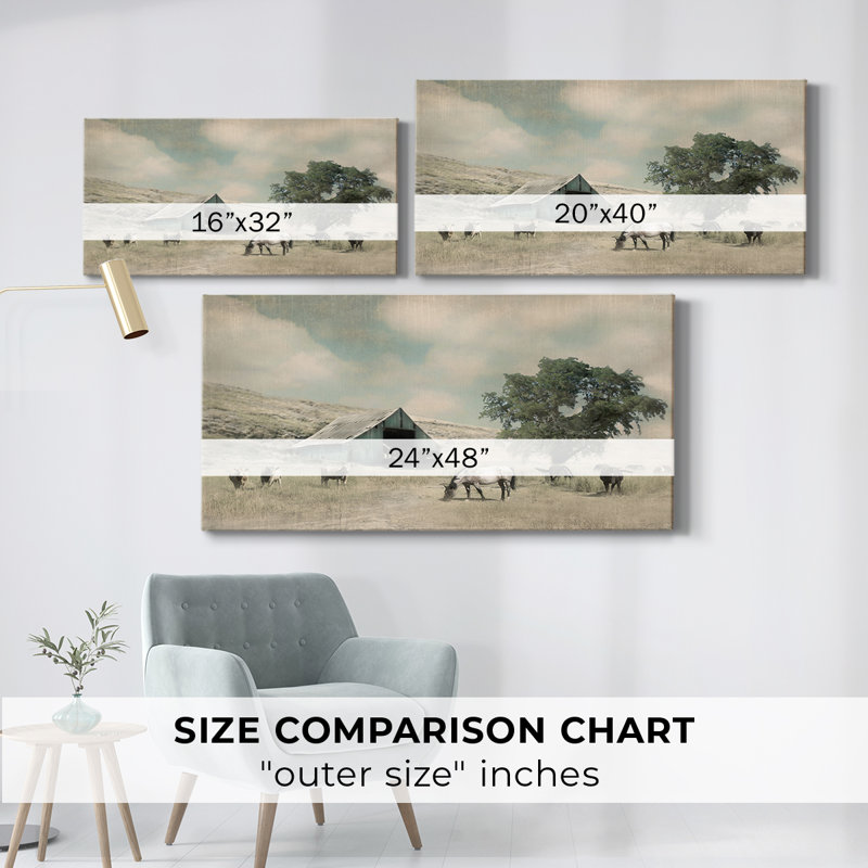 Charme de grange - Toile tendue avec châssis - Prêt à accrocher, H 24 po x l 48 po
