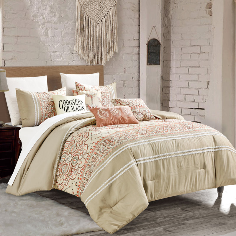 Baffle Box Stitch Floral Comforter, Queen Comforter