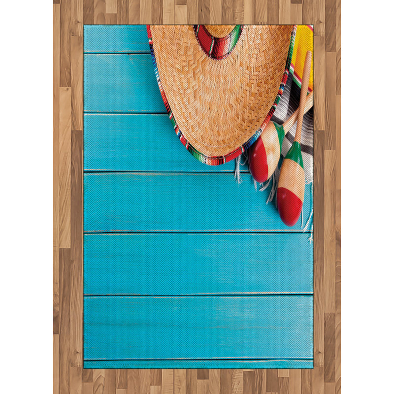 Mexican High Density Long Fiber Poly Threads Decorative Area Rug Carpet, Rectangle 4' x 5'8"