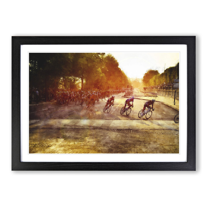 Tour de France Cycling - Picture Frame Graphic Art, 27cm H x 36cm W x 2cm D, Black