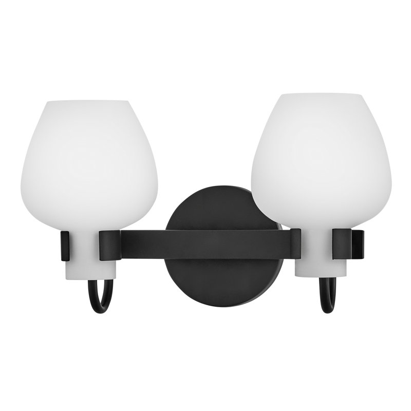 Sylvie 14.75" Two-Light Bath Vanity Fixture, Textured Black Oxide