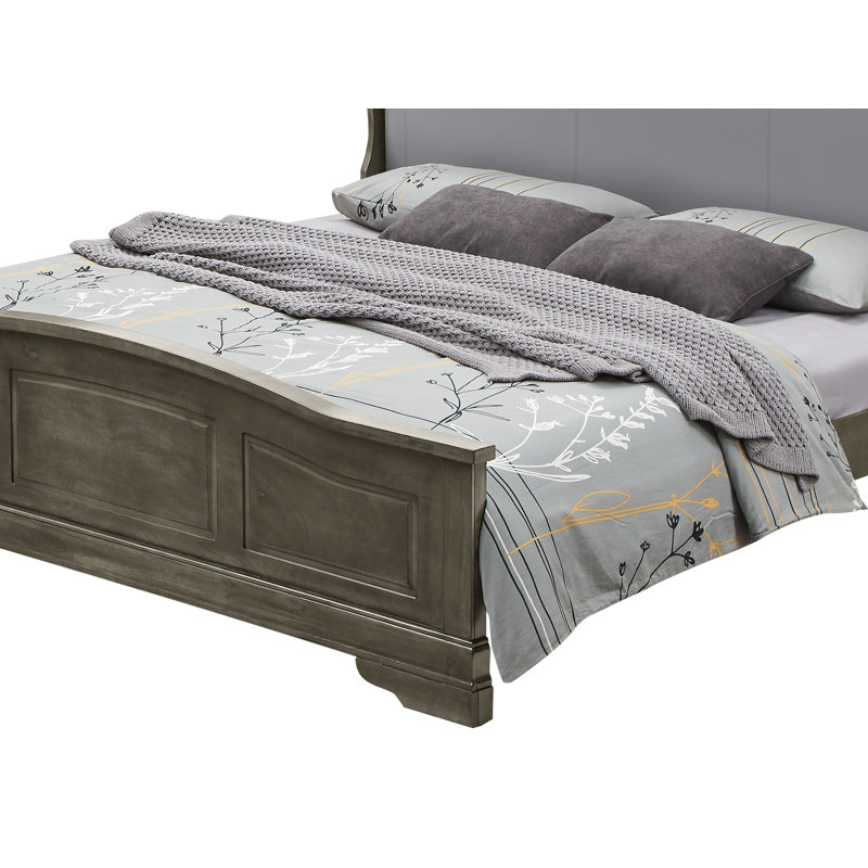 Louis Phillipe Bed With Faux Leather Panel Headboard, King, Black