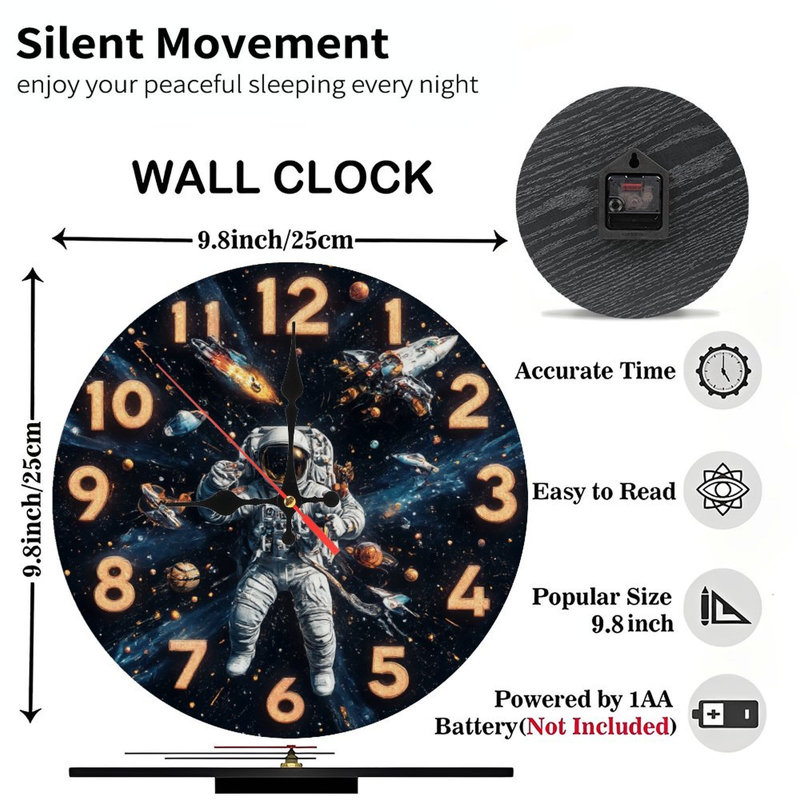 Astronaute, espace, horloge galaxie, cosmos