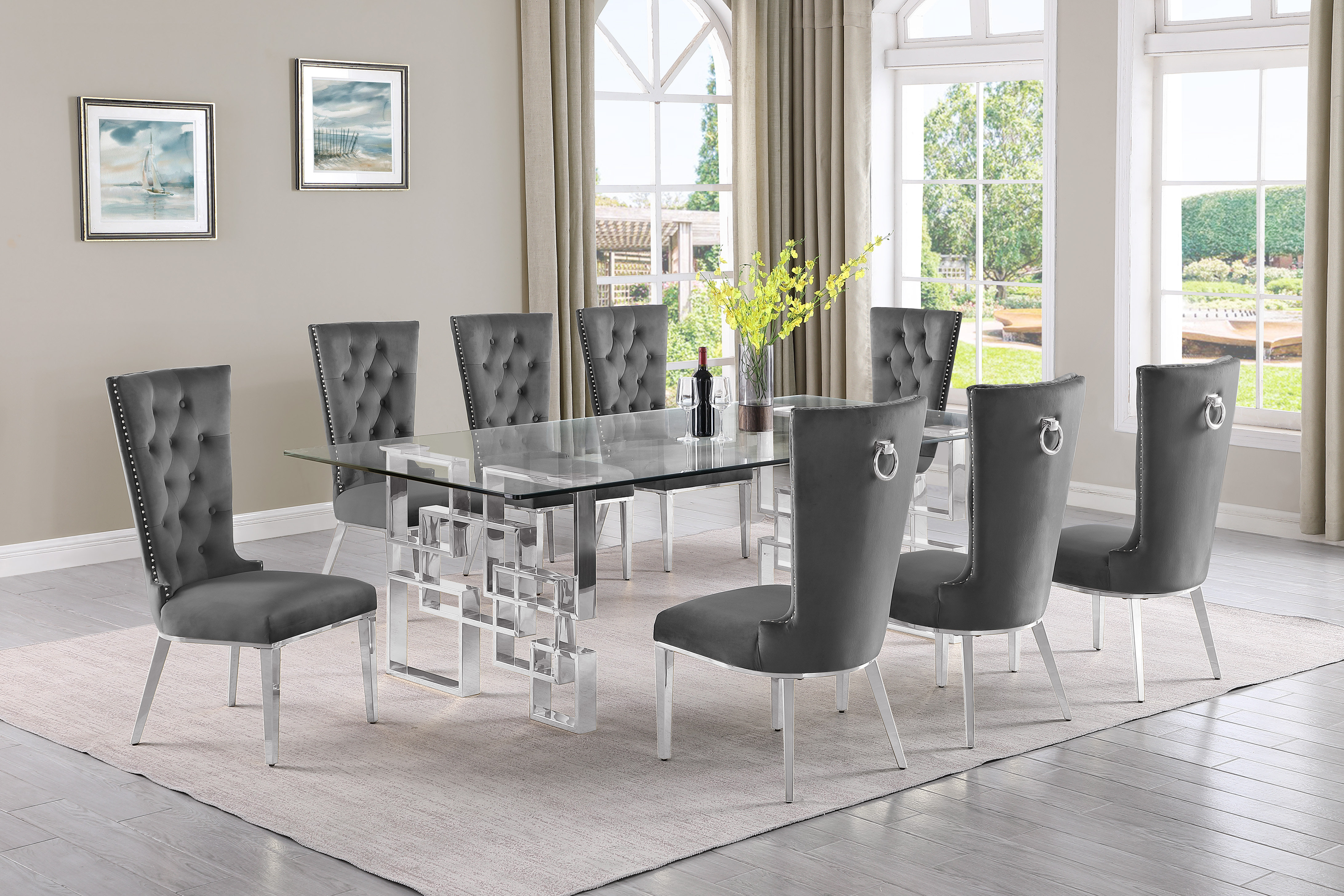 Rosdorf Park Keilynn 9 Piece Double Pedestal Dining Set Wayfair