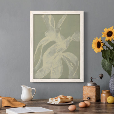 White Ribbon on Celadon I - Peinture sur toile encadrée