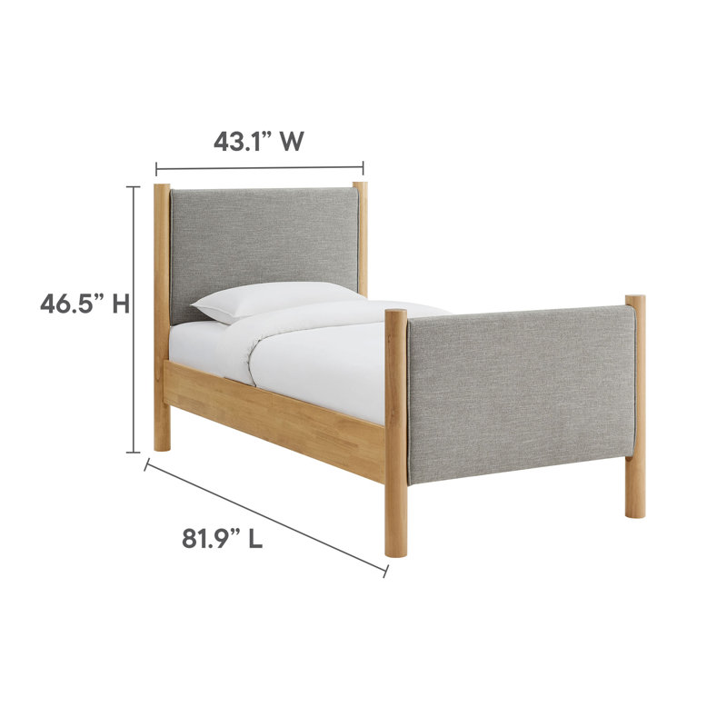 Lit plateforme tapissier Maven Boucle, Simple, Chêne blé, Bois manufacturé