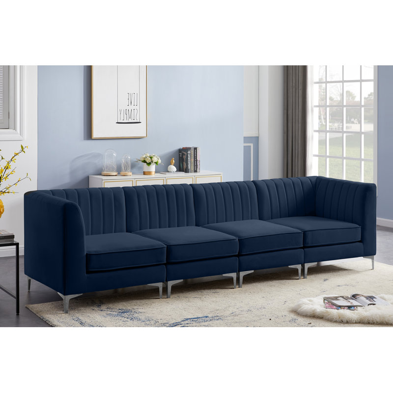 Enson 116.5'' Velvet Sofa, Navy Velvet