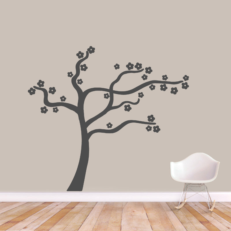 Décalcomanie murale arbre à fleurs gonflable, Gris foncé