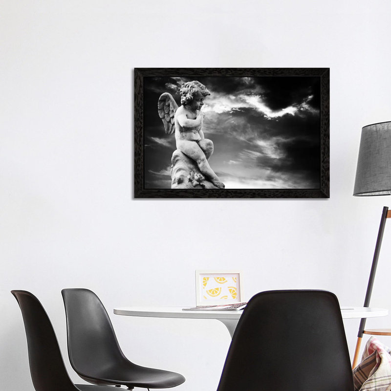 Angel Sculpture - Print on Canvas, 101.6 cm H x 66.04 cm W, Black Framed