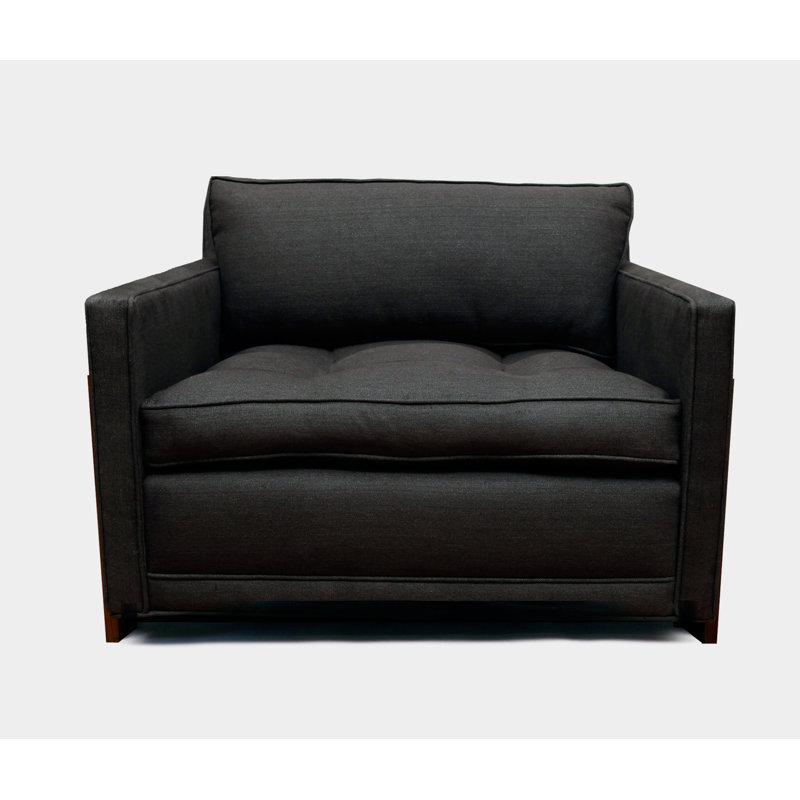 Tufted Armchair, Charcoal Velvet