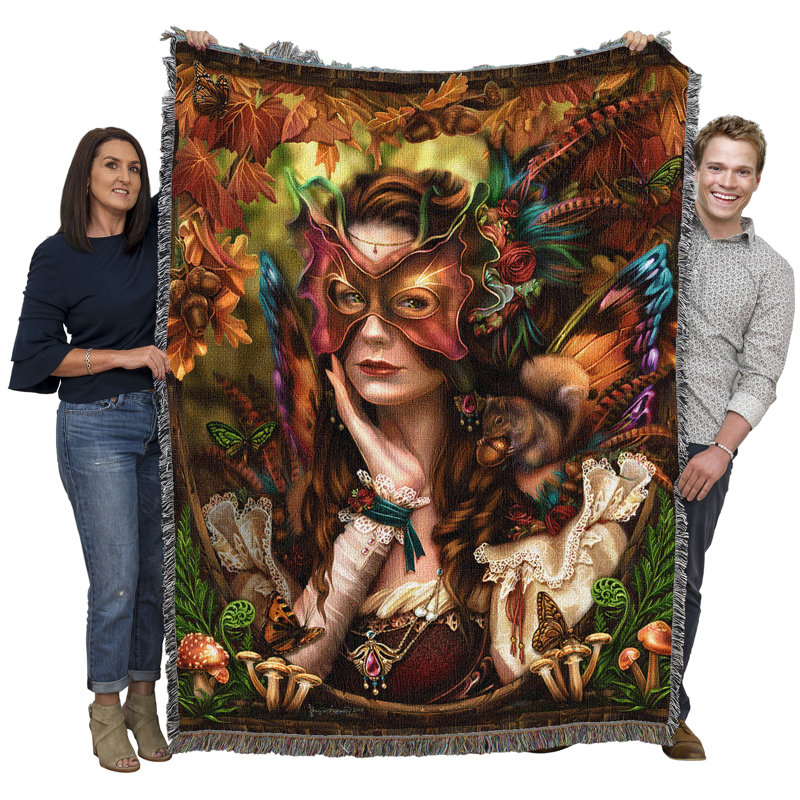 Pure Country Weavers Autumn Queen Blanket by Brigid Ashwood - Gift Fantasy Tapestry Throw Woven from Cotton - Made in The USA (72x54)