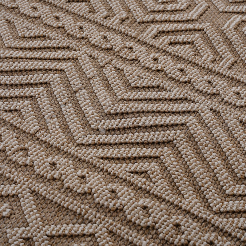 Collection Mocha /Geometric Indoor/Outdoor Area Rug, Rectangle 4' x 6'2"