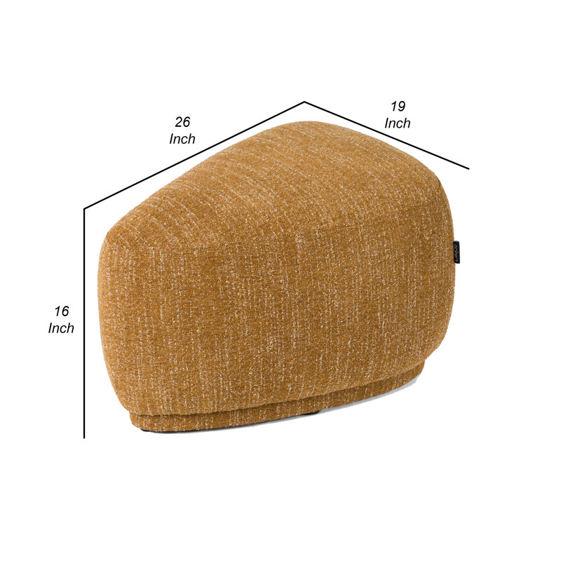 Reno Kini 26 Inch Ottoman, River Rock Shape, Frame, Yellow