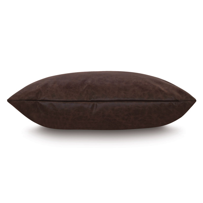Nevin Vegan Leather Decorative Pillow Cover & Insert Square, Bark, 24"H x 24"W