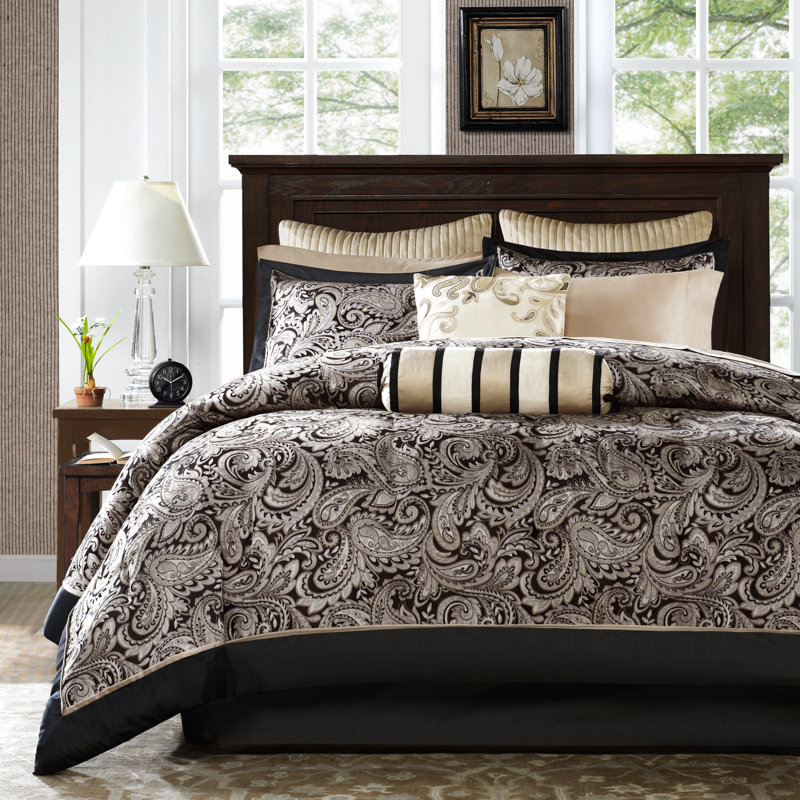 California King Black Cotton Reversible Bed in a Bag Set