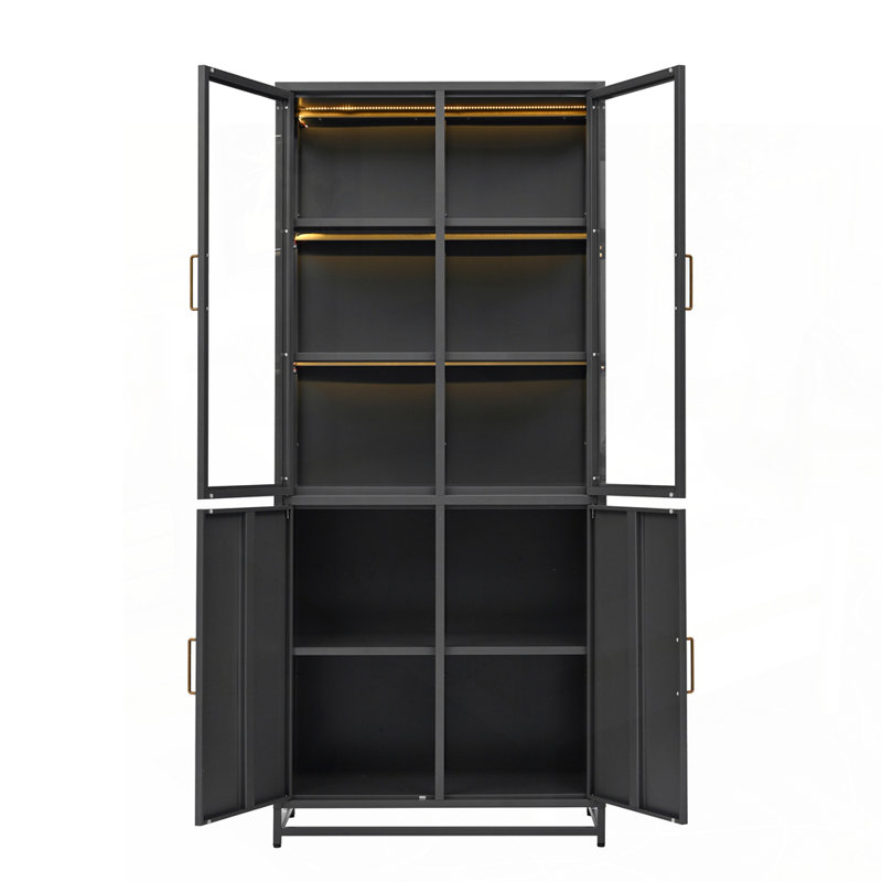 Sophisticated Display Cabinet with Advanced Features for Home and Office, Black