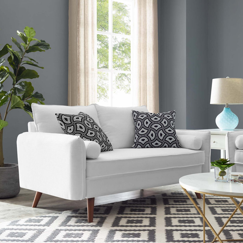 Modway Carson Carrington Hedeby Upholstered Fabric Sofa, White Polyester Blend, 33.5" H x 60" W x 32.5" D