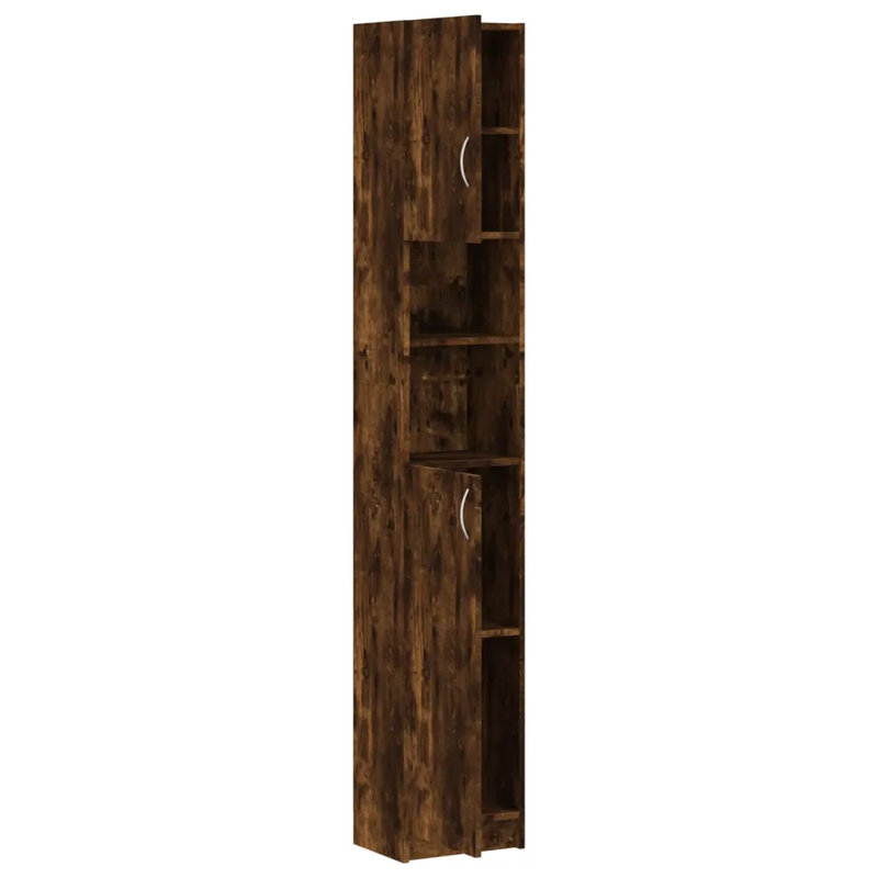 Campbellton vidaXL Bathroom Cabinet 32x25.5x190 cm Engineered Wood, Smoked Oak