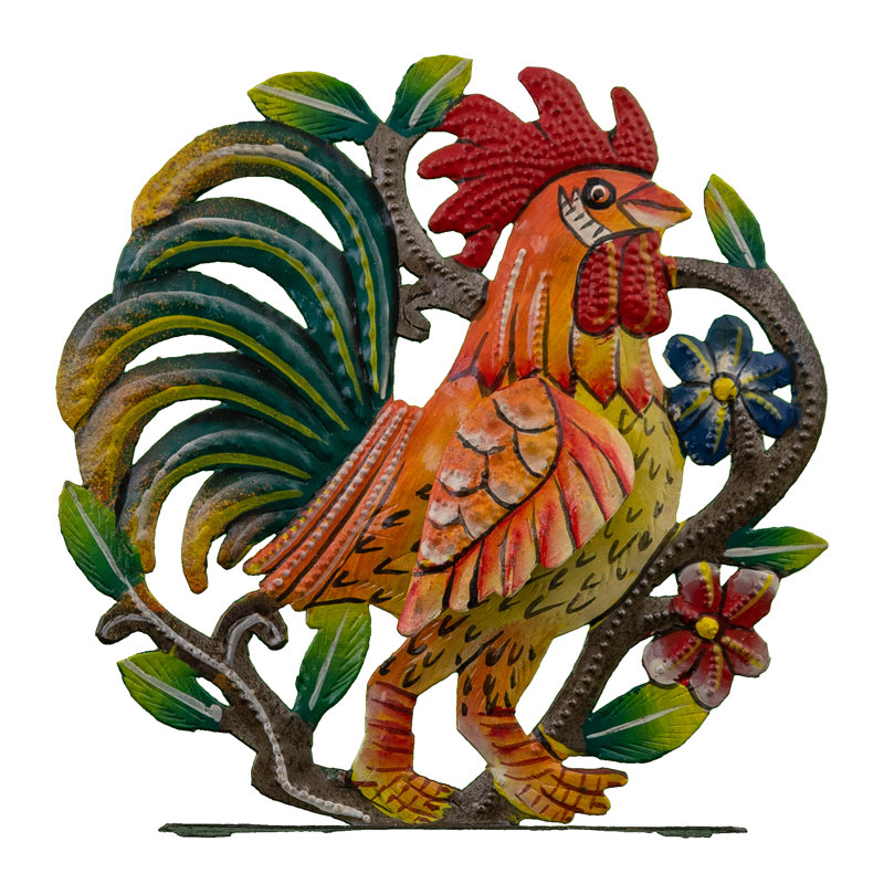 Coq peint avec aile Narmada