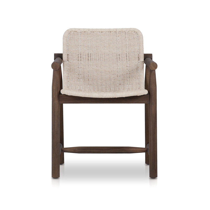 Dume Outdoor Dining Armchair, White/Brown