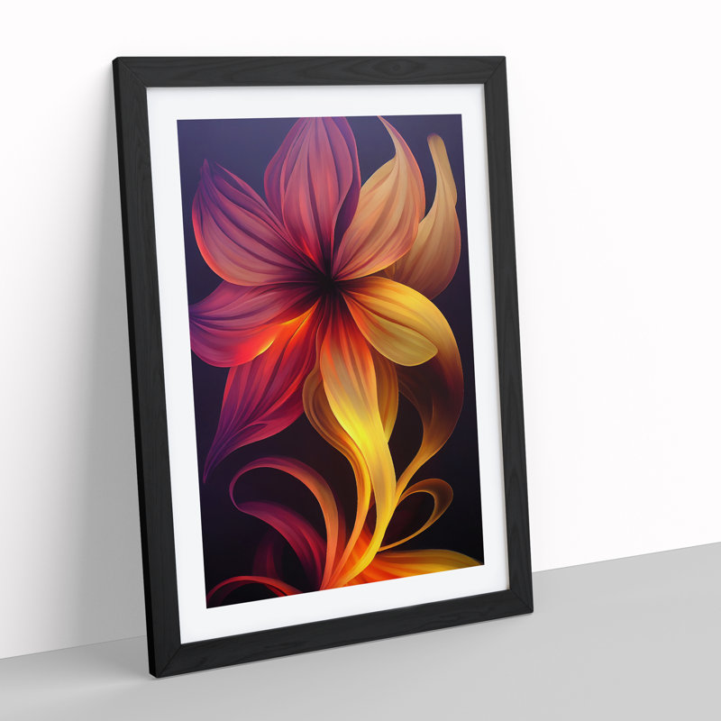 Flower Abstract No.1 - Wrapped Canvas Print, 64cm H x 46cm W x 2cm D, Black Framed