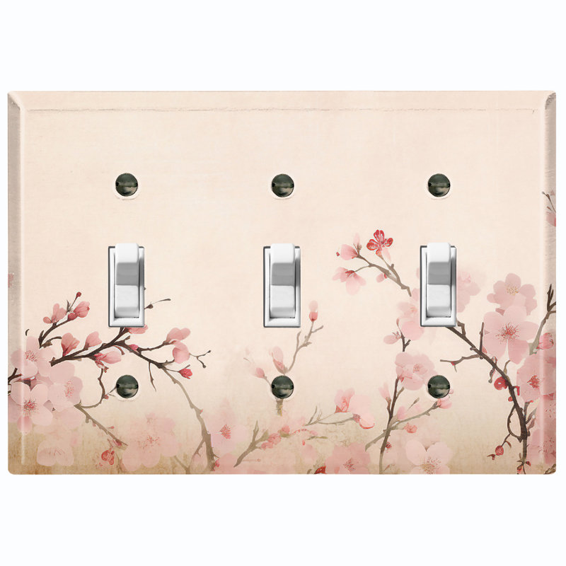 Assiette murale à 3 lumières pour arbre de Noël rose avec fleurs de sakura rose