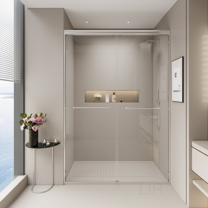 44-48 In. W X 72 In. H Semi-Frameless Bypass Shower Door With Tempered Glass And Reversible Design For Modern Bathrooms, Shower Door