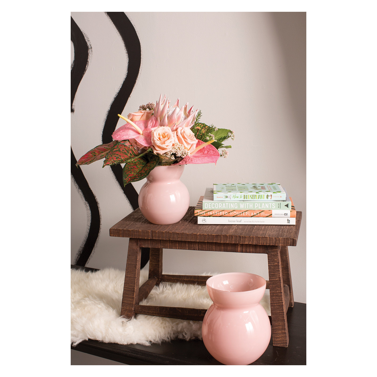 Dewey Handmade Glass Table Vase, Light Pink, 6.5" H x 5.5" W x 5.5" D