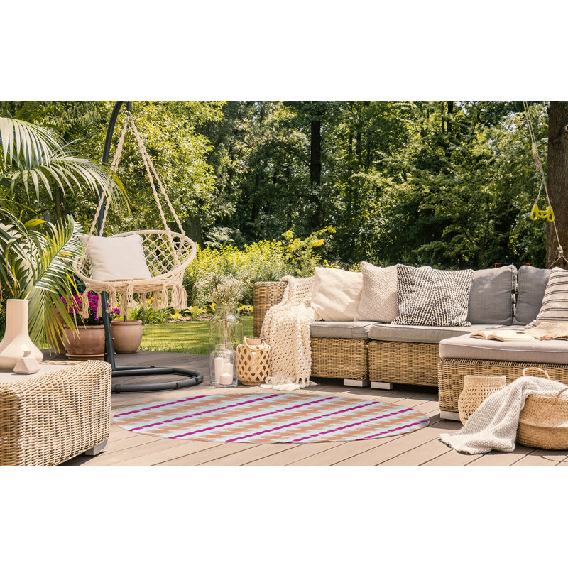 Tapis mauve / orange en chenille tissé à la machine Ludde, Rectangle 4 pi x 6 pi