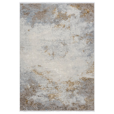 Taige Collection Beige/Gold Abstract Area Rug
