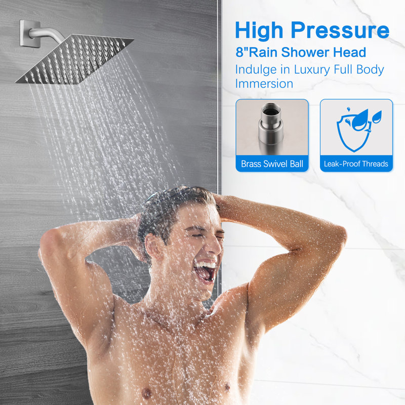 Replacement For Moen Shower Faucet Trim Kit, 8" High Pressure Rain Showerhead, Shower Handle& Tub Spout, Brushed Nickel