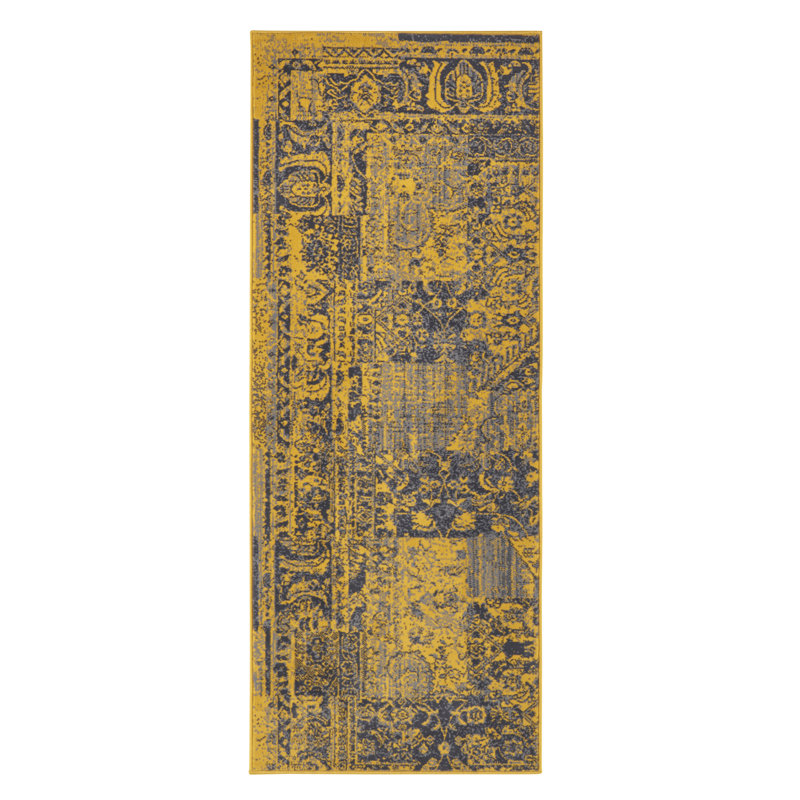 Celebration Plume Flatweave Yellow/Grey Rug, Runner 80 x 250cm
