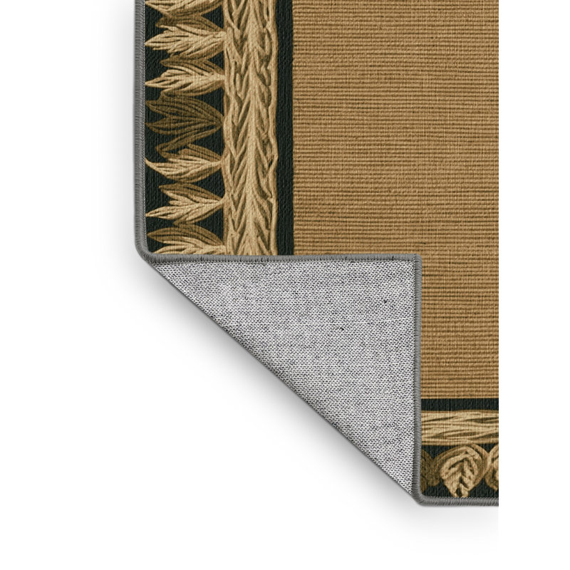 Washable Leaf Pattern Edge Farm Area Rug, Rectangle 7' x 9'