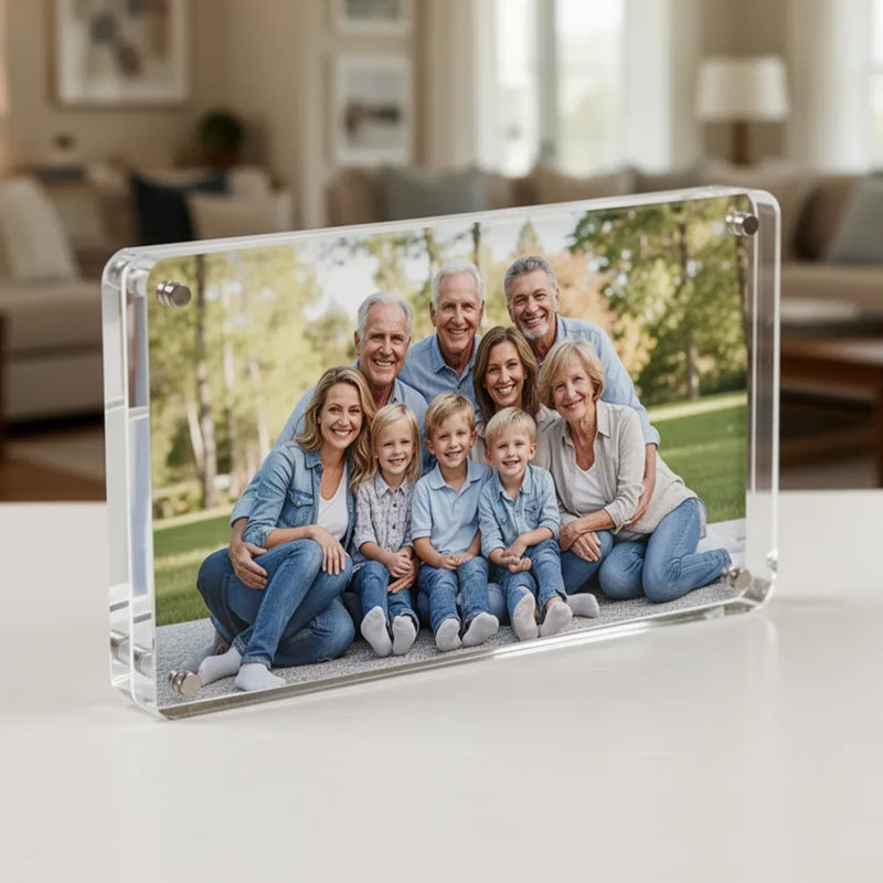 Premium Rounded Clear Acrylic Magnetic Photo Frame, 8.5" X 5.5"